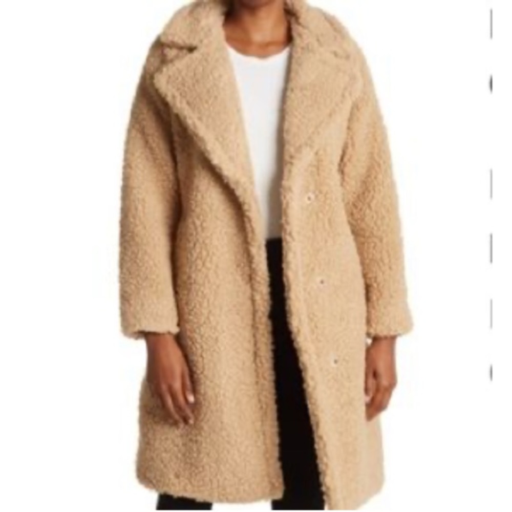 Lucky Brand latte faux shearling Sherpa teddy bear coat jacket trench